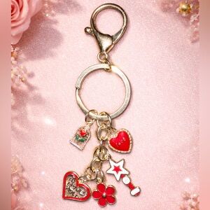 Gold and Red Bag Charm Keychain